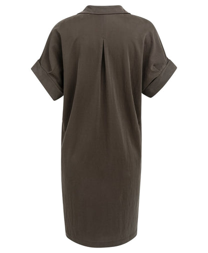 YAYA Jerseykleid mit plissierten kurzen Ärmeln AUBERGINE PURPLE