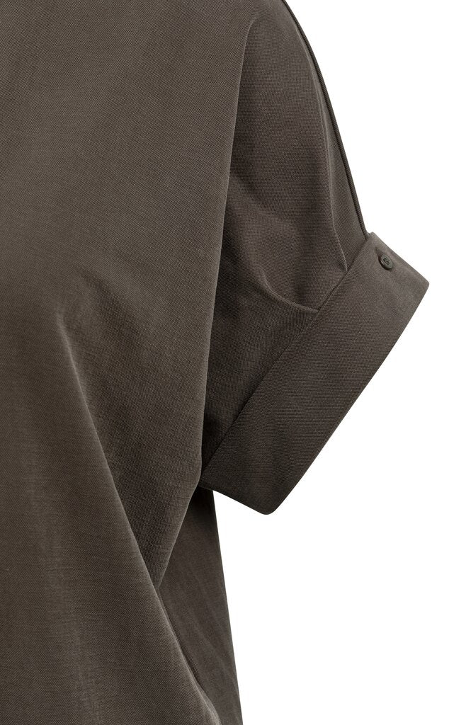 YAYA Jerseykleid mit plissierten kurzen Ärmeln AUBERGINE PURPLE