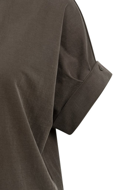 YAYA Jerseykleid mit plissierten kurzen Ärmeln AUBERGINE PURPLE