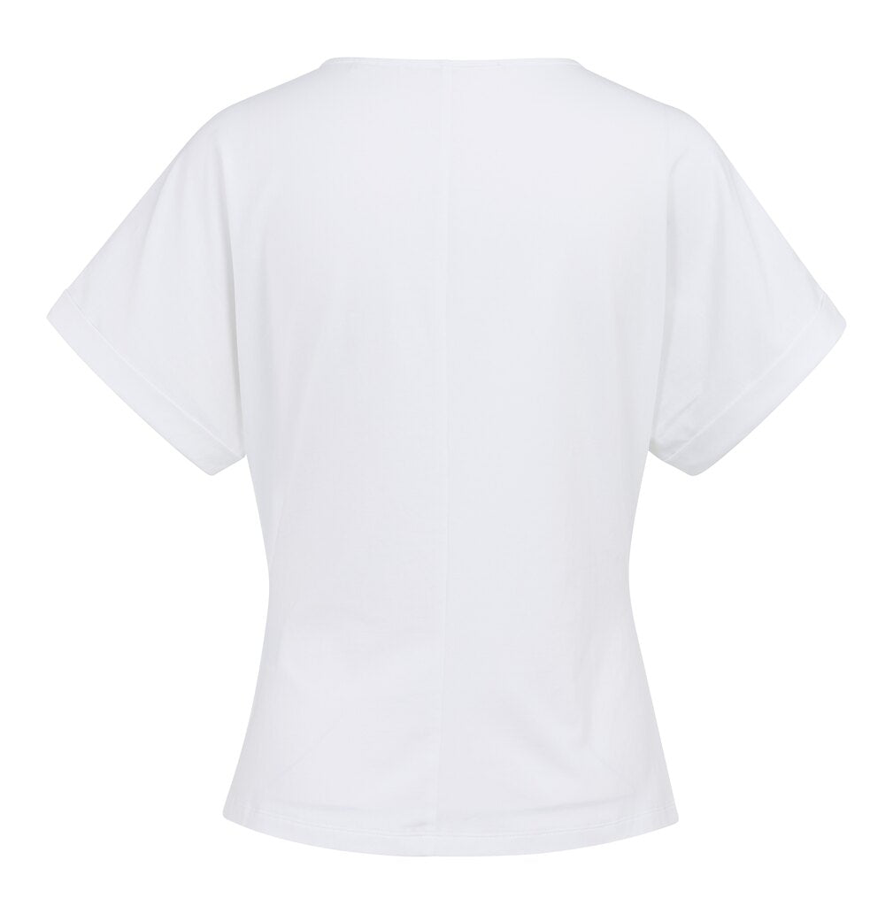 YAYA Top mit Rundhalsausschnitt und Knotendetail PURE WHITE