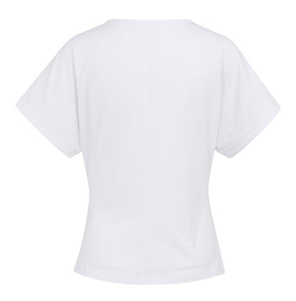 YAYA Top mit Rundhalsausschnitt und Knotendetail PURE WHITE