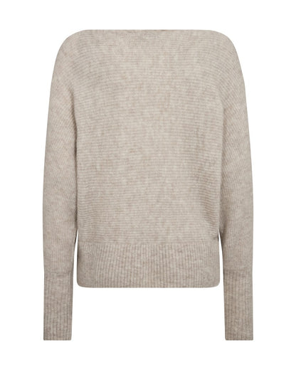 Mos Mosh Thora Boatneck Strickpullover in Federgrau