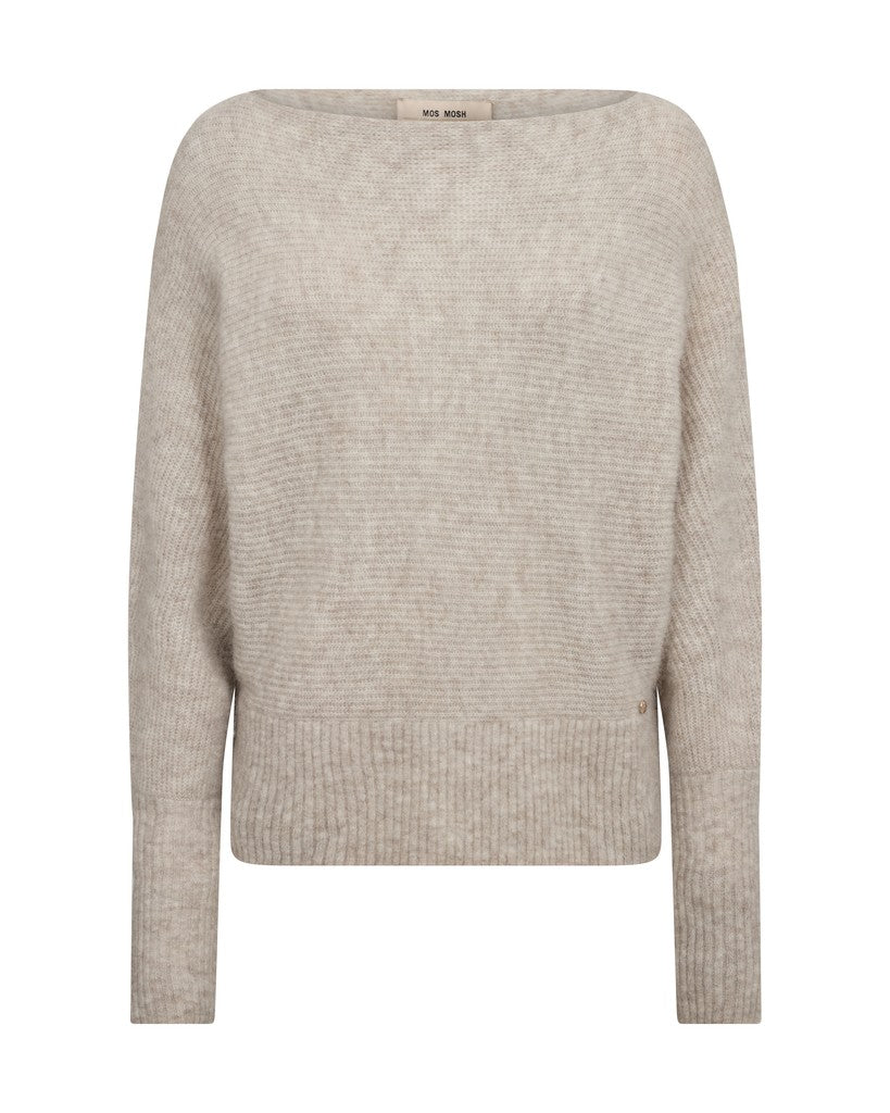Mos Mosh Thora Boatneck Strickpullover in Federgrau
