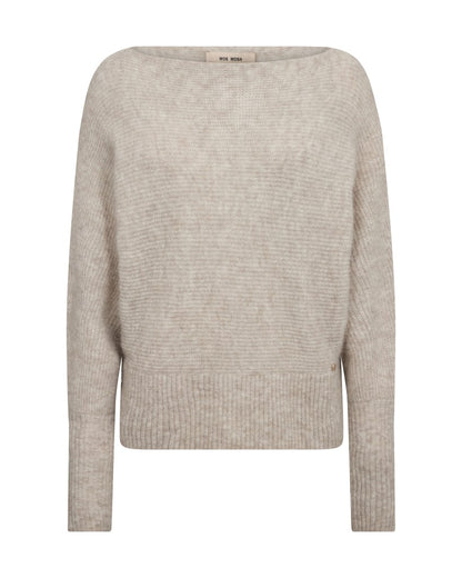 Mos Mosh Thora Boatneck Strickpullover in Federgrau