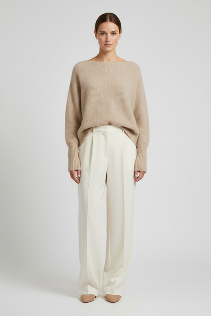 Mos Mosh Thora Boatneck Strickpullover in Federgrau