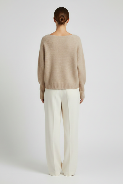 Mos Mosh Thora Boatneck Strickpullover in Federgrau