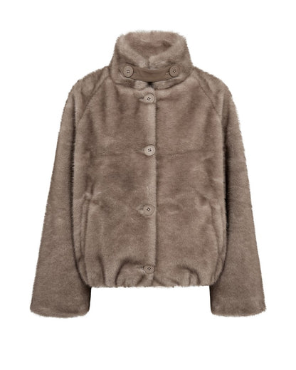 Mos Mosh Faux-Fur-Jacke Hilda in Sandgrau
