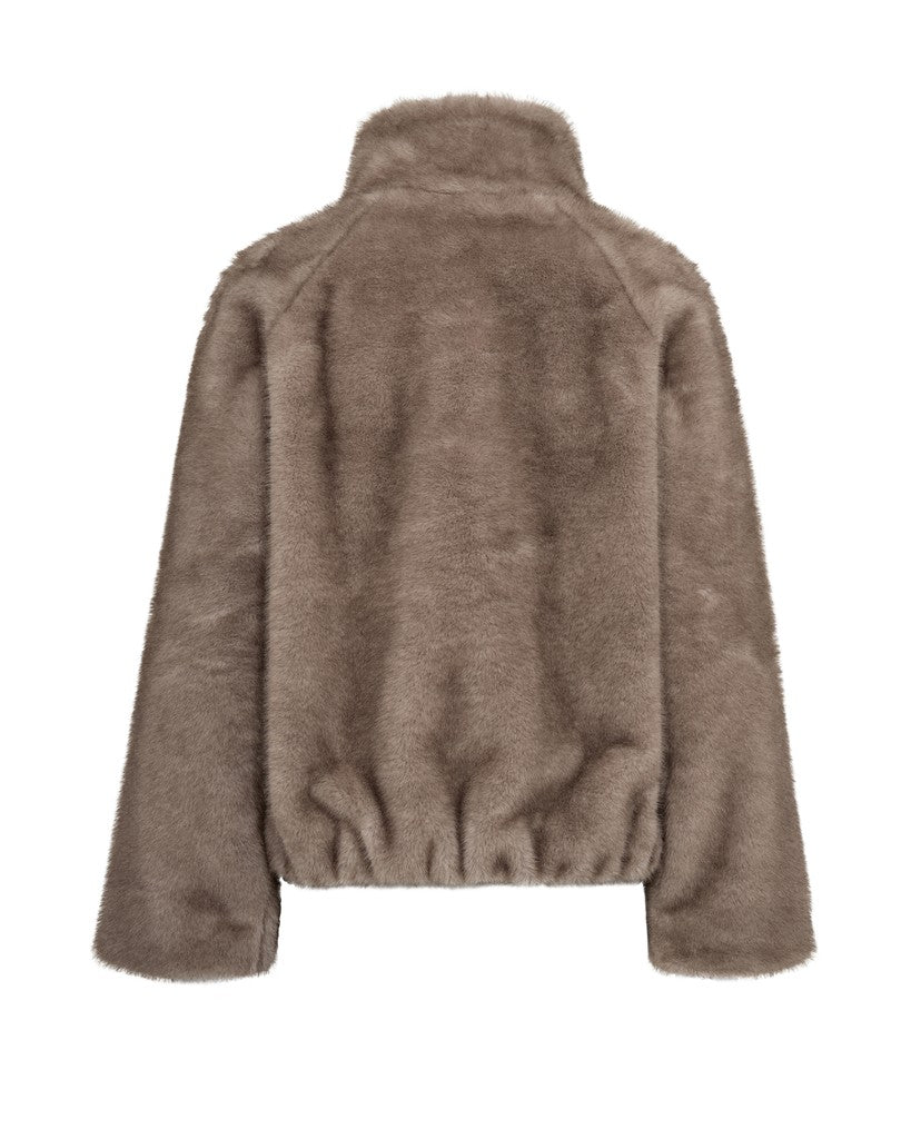 Mos Mosh Faux-Fur-Jacke Hilda in Sandgrau