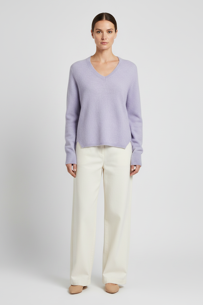 Mos Mosh MMMape Sophia V-Neck Knit in der Farbe Violet Tulip