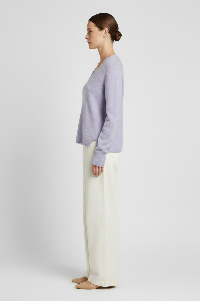 Mos Mosh MMMape Sophia V-Neck Knit in der Farbe Violet Tulip