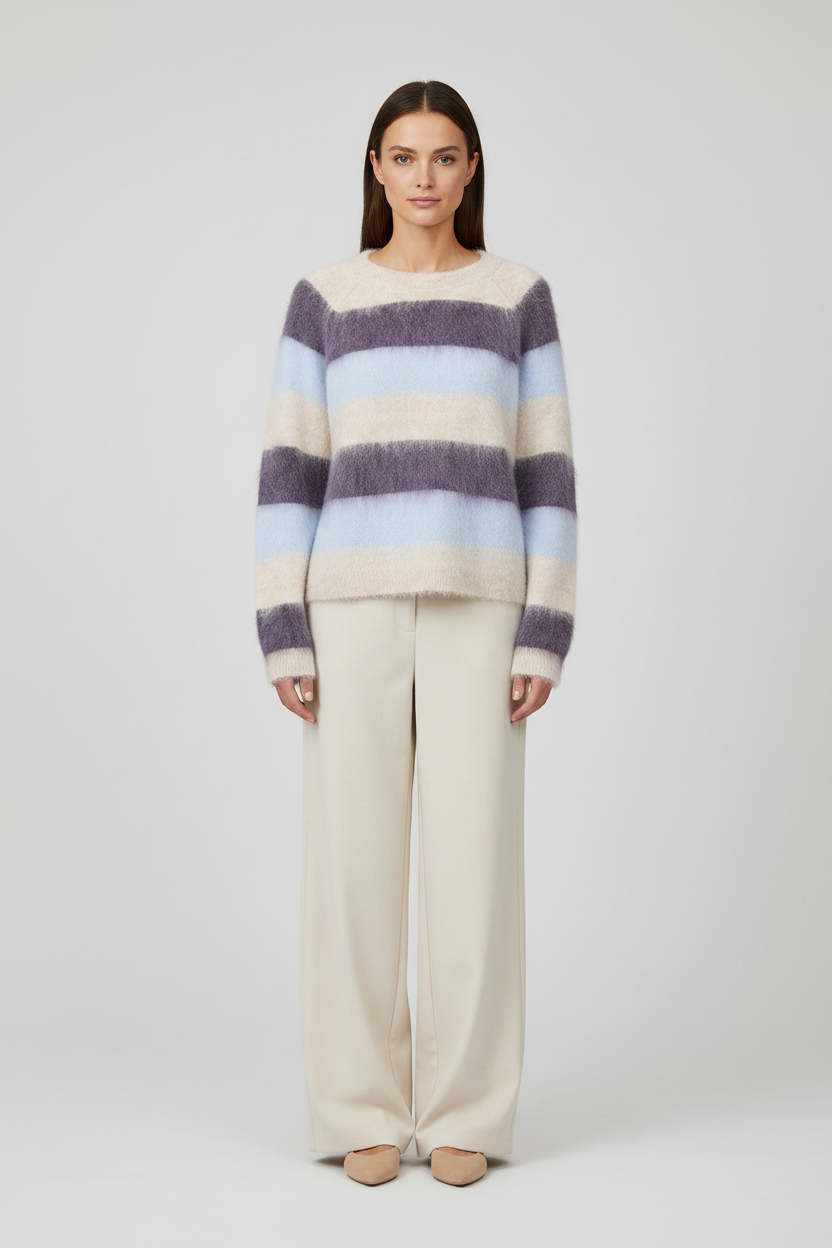 Mos Mosh Suvi Gestreifter Strickpullover in Traubenlila