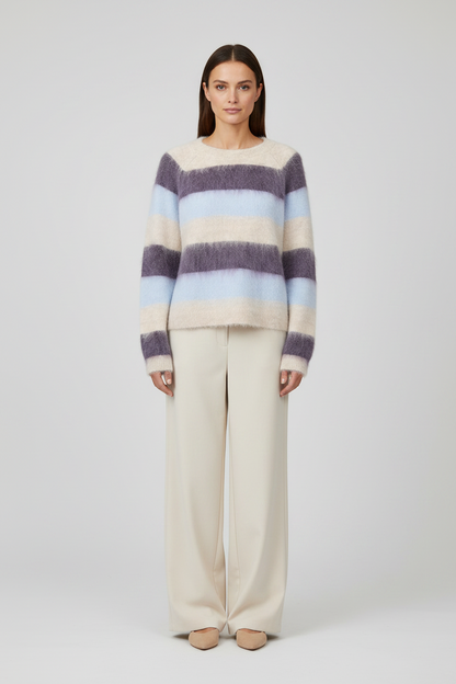 Mos Mosh Suvi Gestreifter Strickpullover in Traubenlila