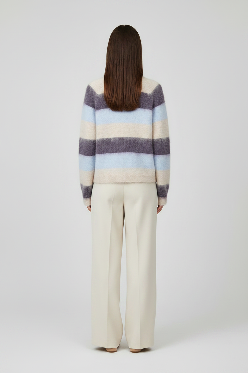 Mos Mosh Suvi Gestreifter Strickpullover in Traubenlila
