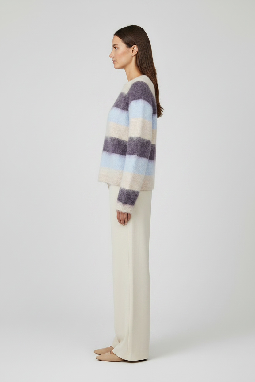 Mos Mosh Suvi Gestreifter Strickpullover in Traubenlila