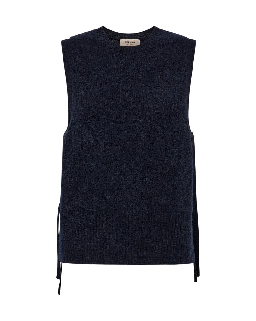 Mos Mosh Thora Strickweste mit Bindeband in Marineblau