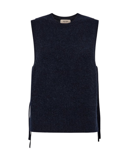 Mos Mosh Thora Strickweste mit Bindeband in Marineblau