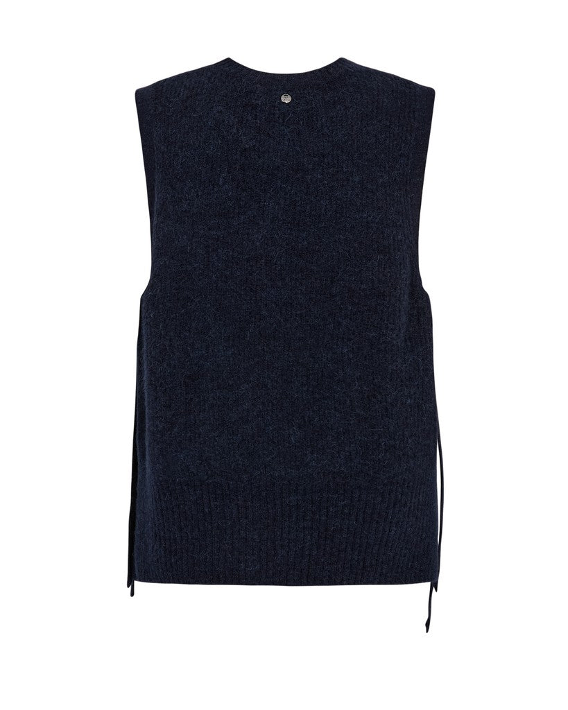 Mos Mosh Thora Strickweste mit Bindeband in Marineblau