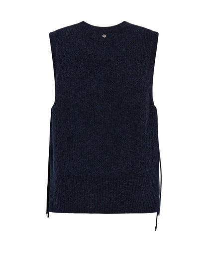 Mos Mosh Thora Strickweste mit Bindeband in Marineblau