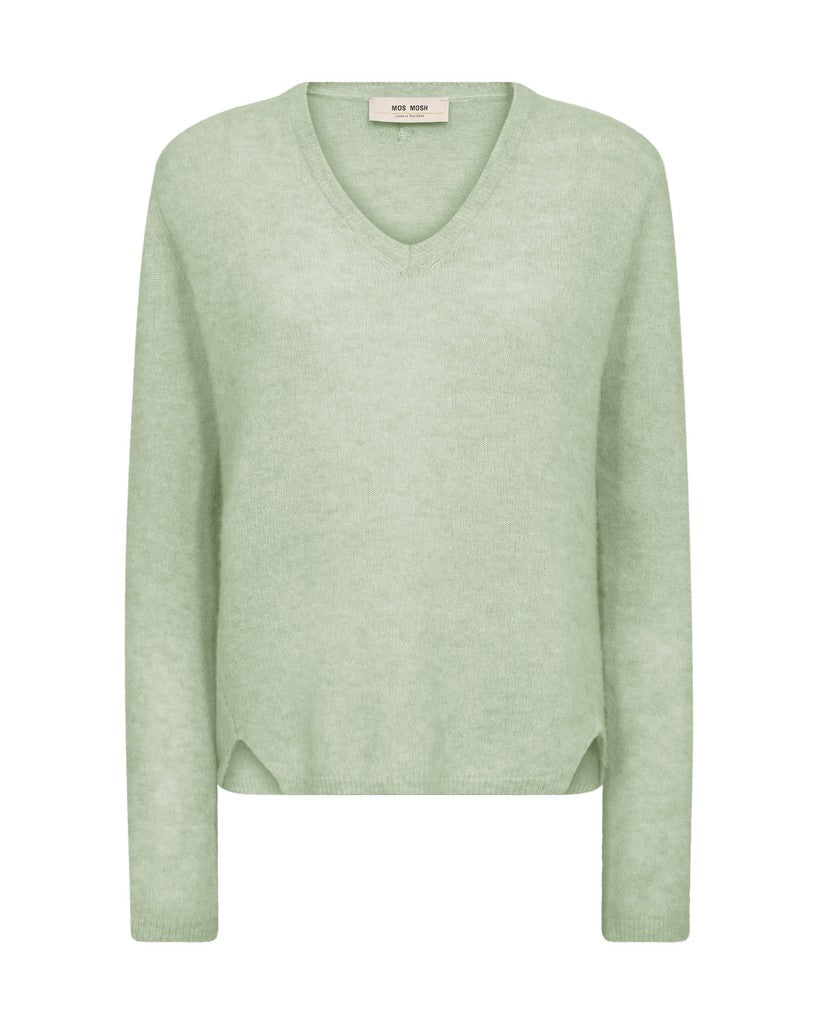 Mos Mosh MMMape Sophia V-Neck Knit in der Farbe Frosty Green