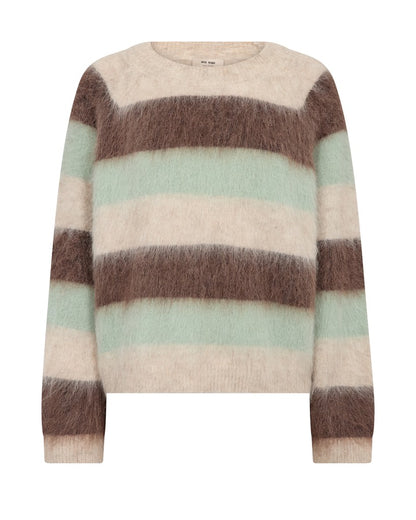 Mos Mosh Suvi Gestreifter Strickpullover in Frostgrün