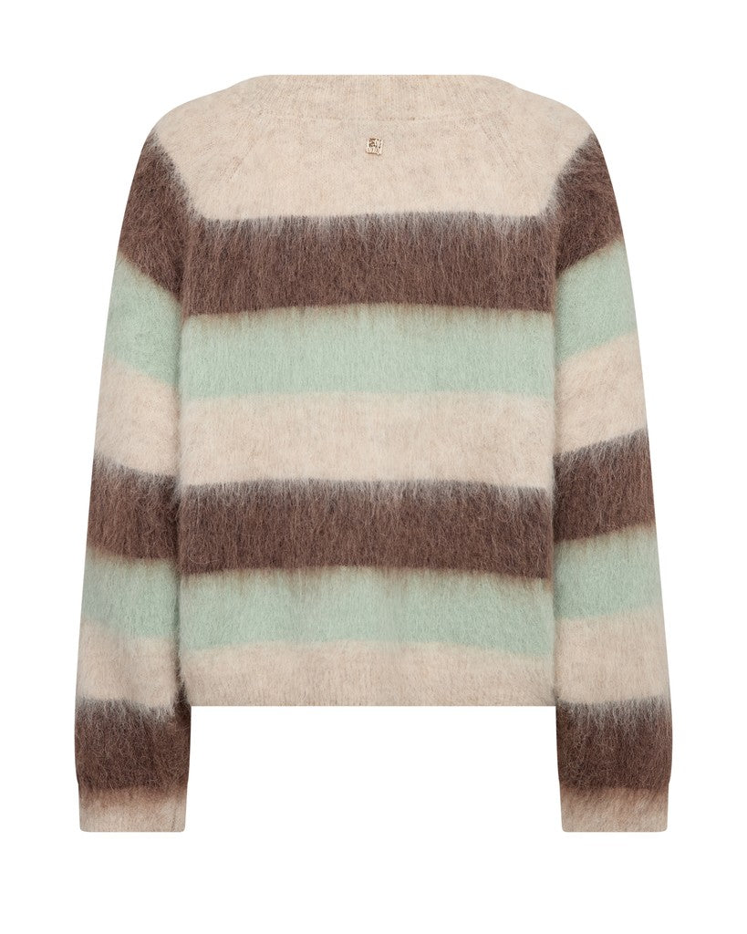 Mos Mosh Suvi Gestreifter Strickpullover in Frostgrün