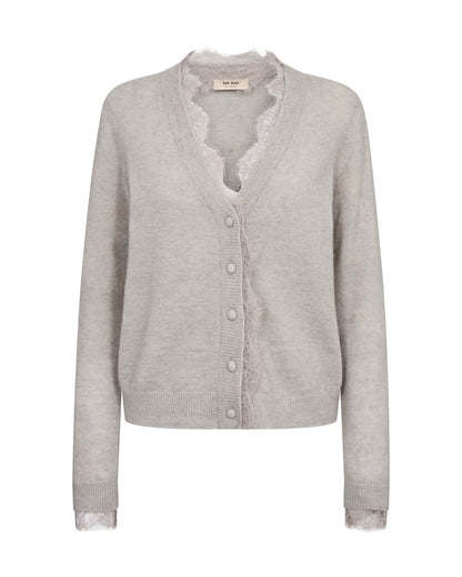 Mos Mosh Strickjacke Helmi Spitzenoptik Taubengrau