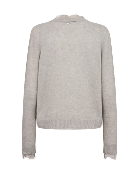 Mos Mosh Strickjacke Helmi Spitzenoptik Taubengrau