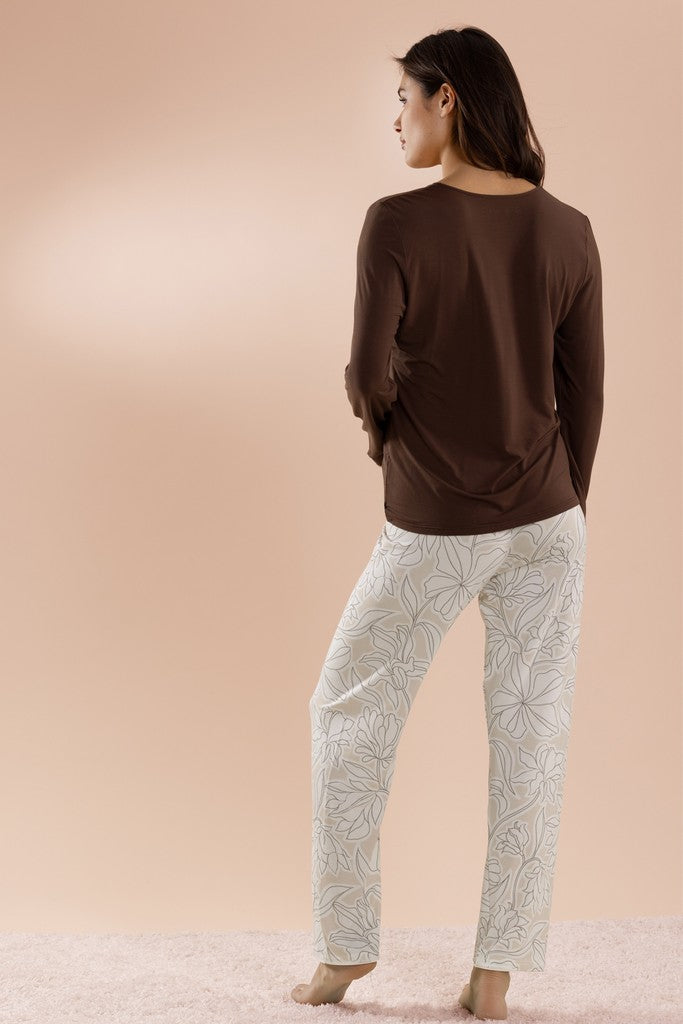Nina von C. Langarm-Shirt Loungewear Modal Café Crème