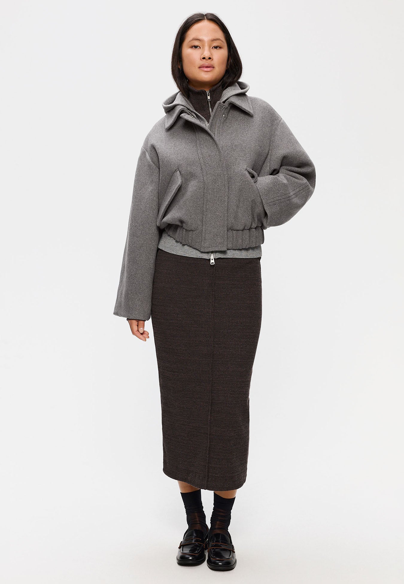 Elvine Nova Wolljacke Grau meliert