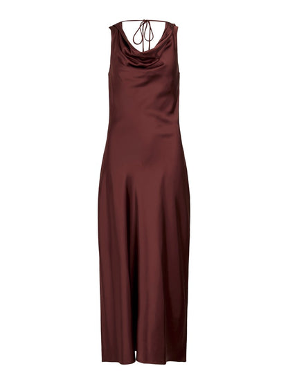 Rouge Edit ROUSHYRAS COWL NECK MAXI DRESS/EV Bitter Chocolate
