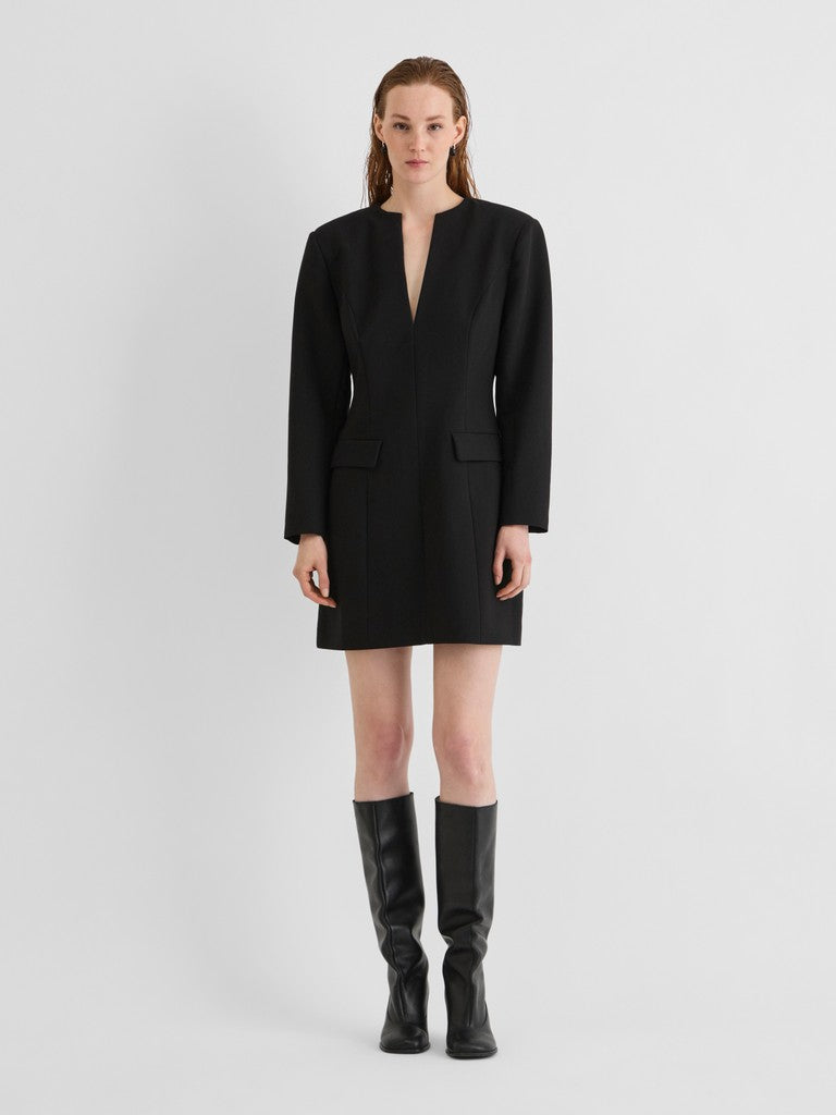 Rouge Edit ROURAE L/S V-NECK SHORT DRESS Meteorite