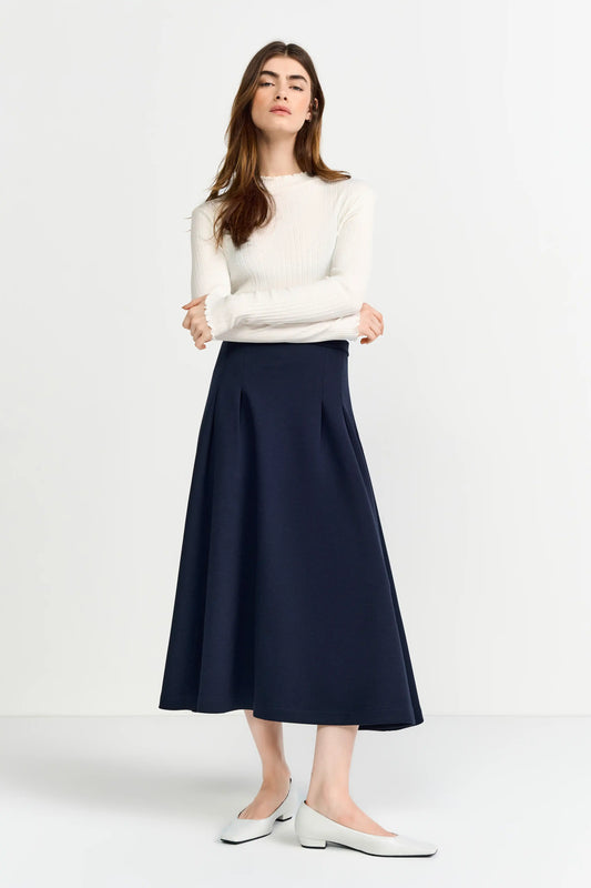 Rich and Royal Organic Rib Longsleeve Ruffle in der Farbe Pearl White