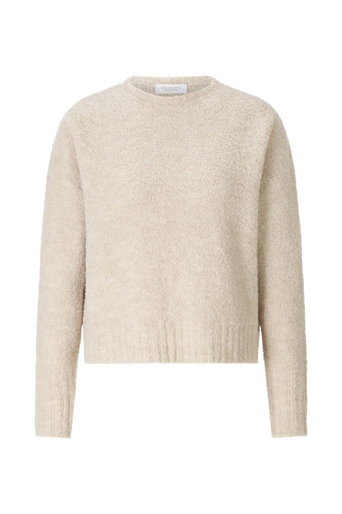 Rich & Royal Bouclé Pullover Crew Neck in Caffee Latte