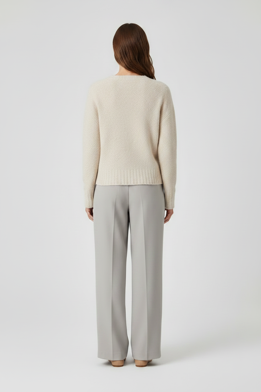 Rich & Royal Bouclé Pullover Crew Neck in Caffee Latte