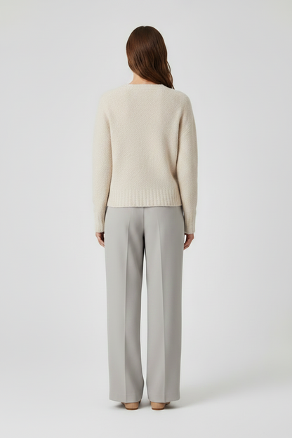 Rich & Royal Bouclé Pullover Crew Neck in Caffee Latte