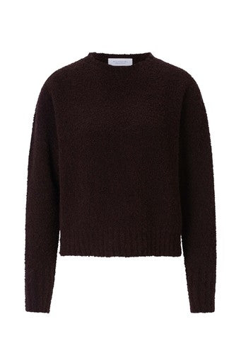 Rich & Royal Bouclé Pullover Crew Neck in Chocolate Torte