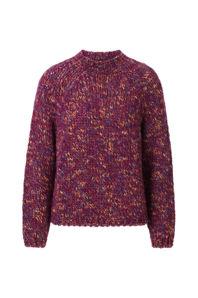 Rich & Royal Mehrfarbiger Pullover mit Stehkragen in Festive Fuchsia