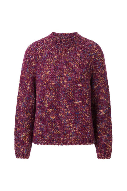 Rich & Royal Mehrfarbiger Pullover mit Stehkragen in Festive Fuchsia