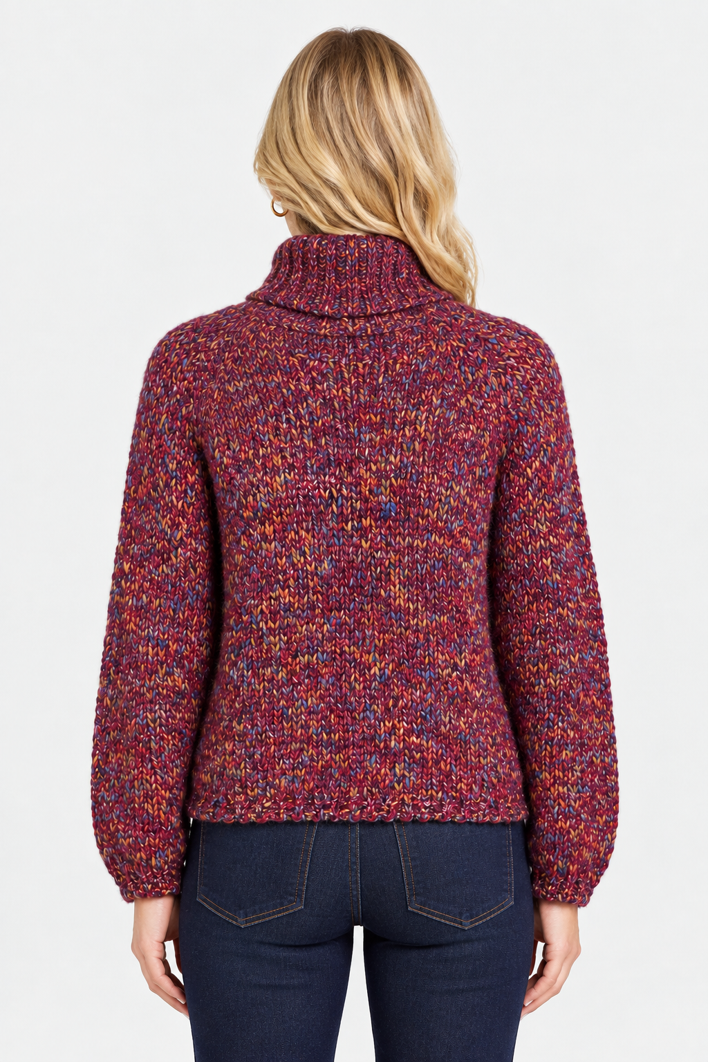 Rich & Royal Mehrfarbiger Pullover mit Stehkragen in Festive Fuchsia