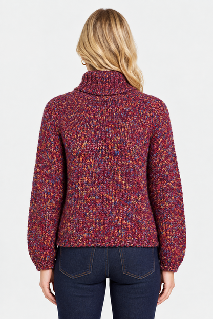 Rich & Royal Mehrfarbiger Pullover mit Stehkragen in Festive Fuchsia