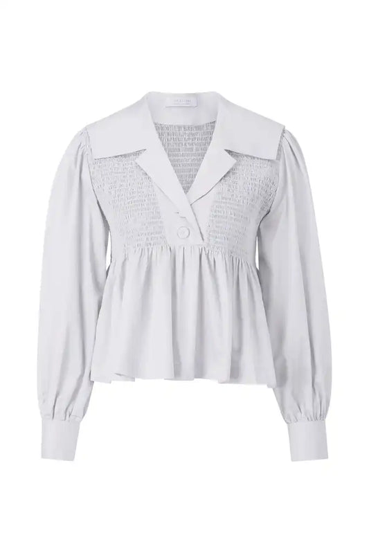 Rich Royal Cotton Blouse with Peplum in der Farbe Weiss