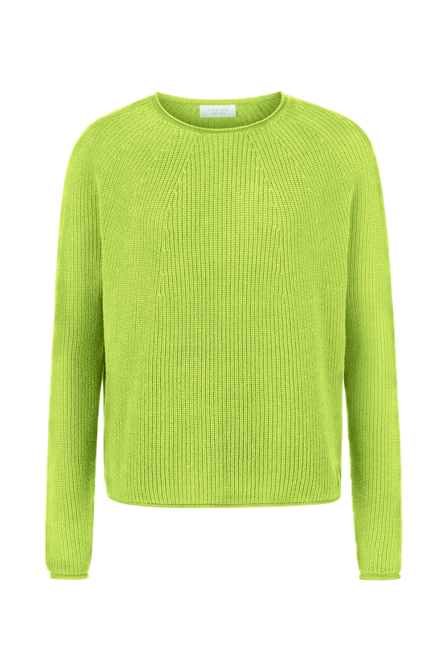 Rich Royal Rippstrickpullover mit Crewneck in der Farbe Urban Lime