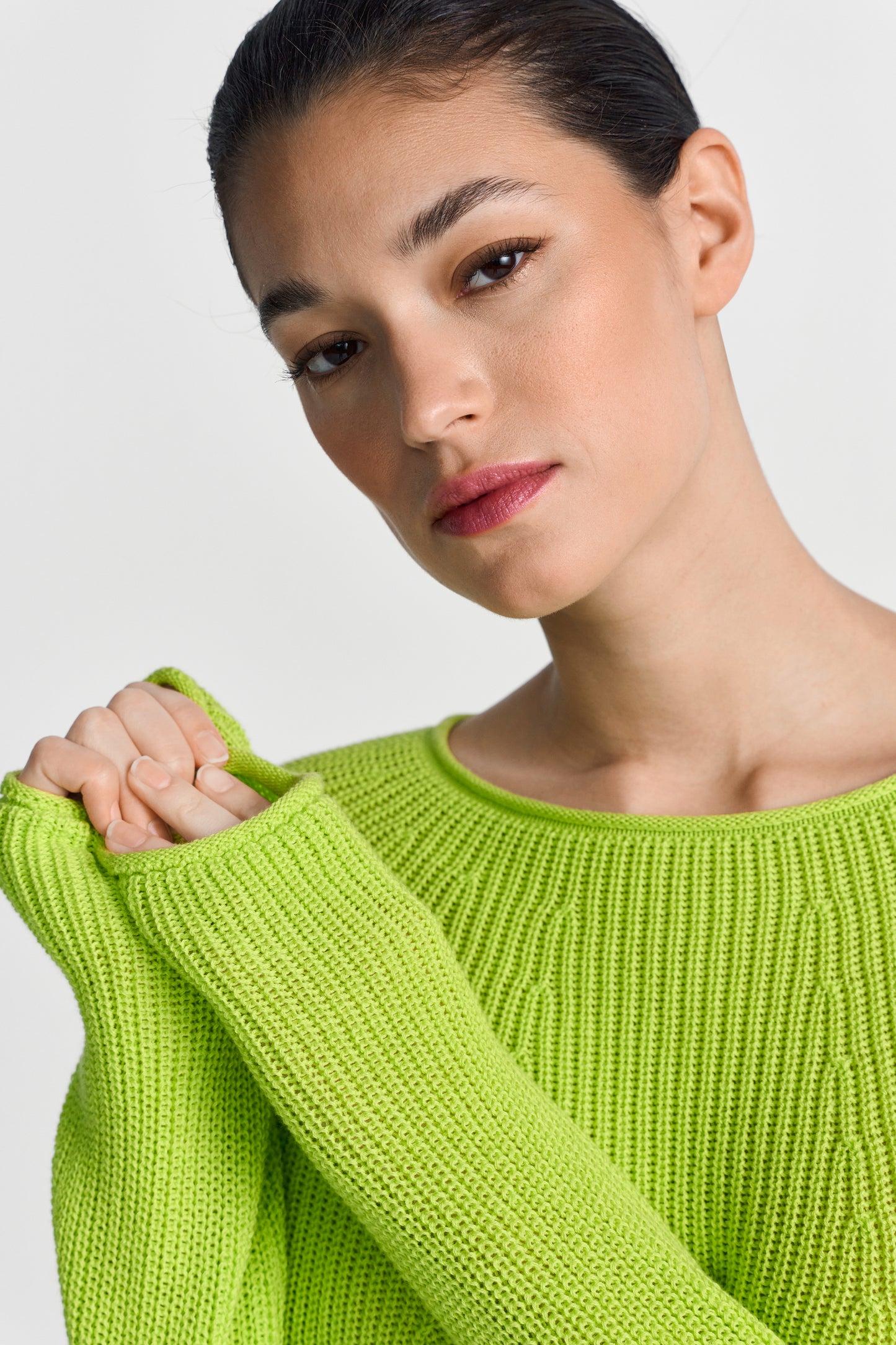Rich Royal Rippstrickpullover mit Crewneck in der Farbe Urban Lime