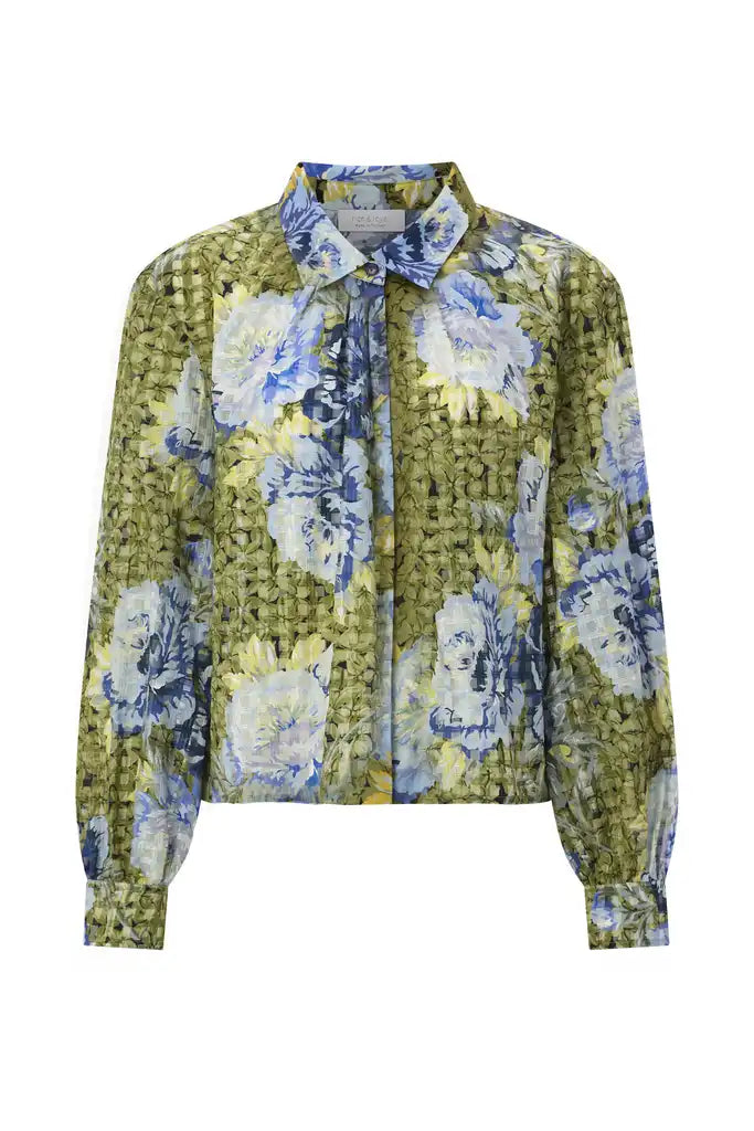 Rich Royal Printed Blouse in der Farbe Urban Lime