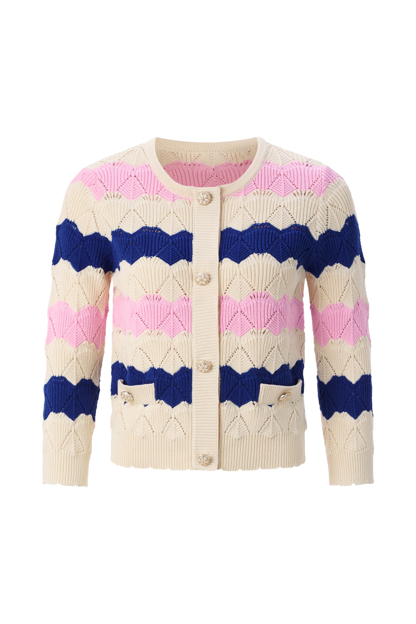 Rich & Royal Striped Cardigan Ajour