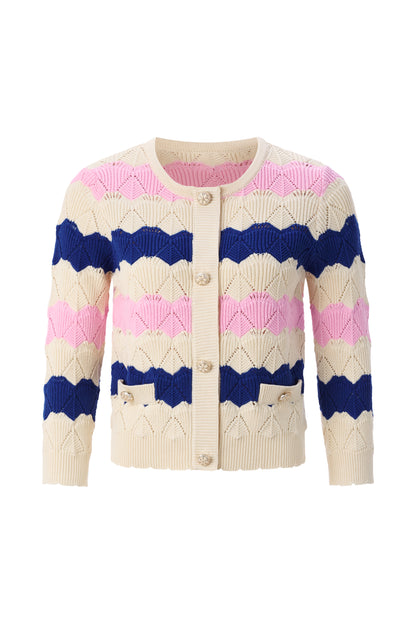 Rich & Royal Striped Cardigan Ajour
