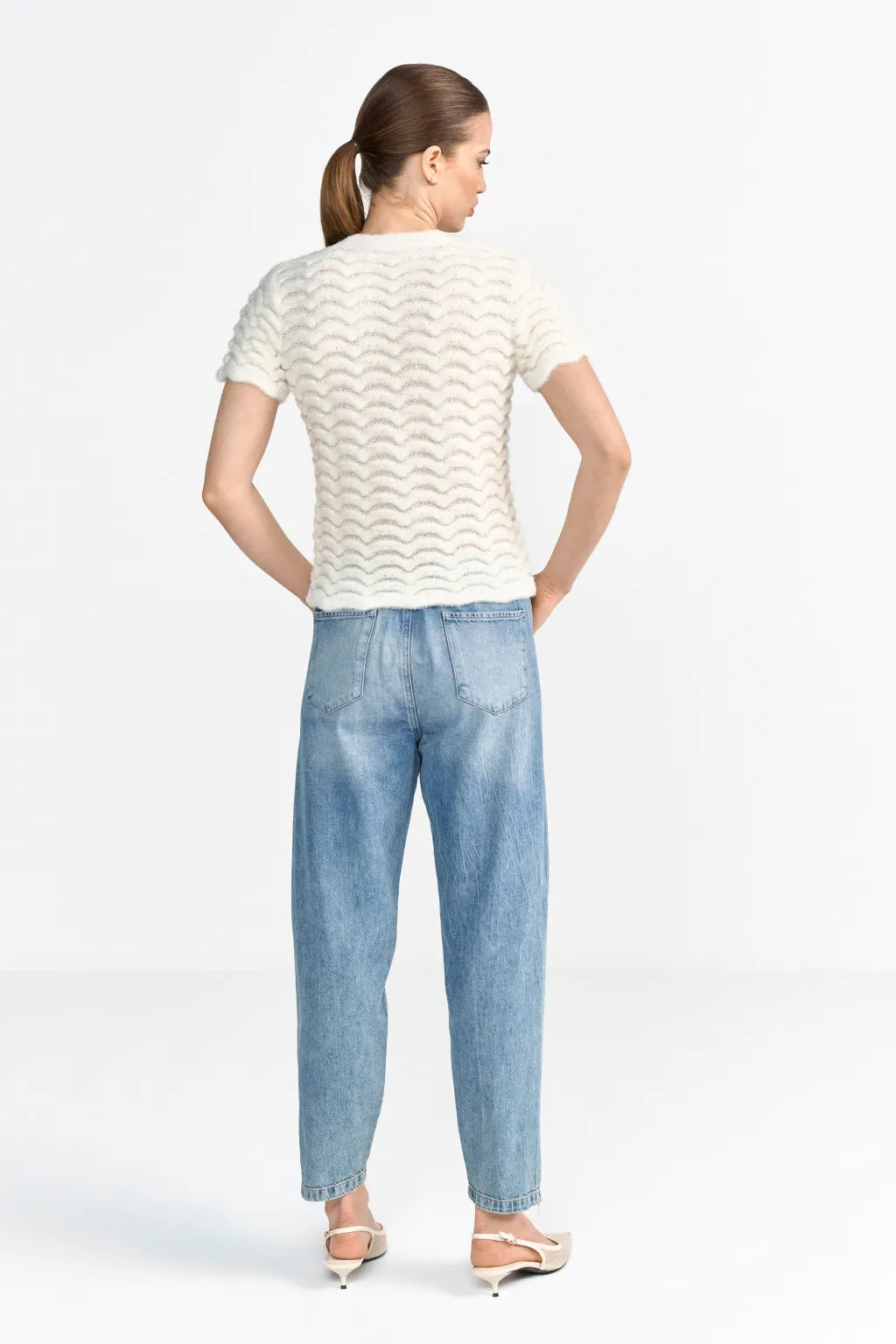 Rich & Royal Kurzarm-Pullover Pearl White