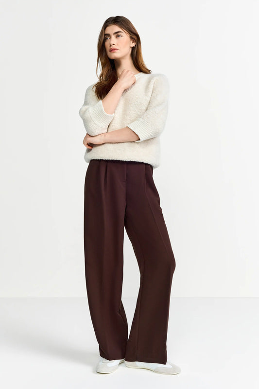 Rich & Royal Boucle Crew-Neck Pullover in der Farbe Caffee latte