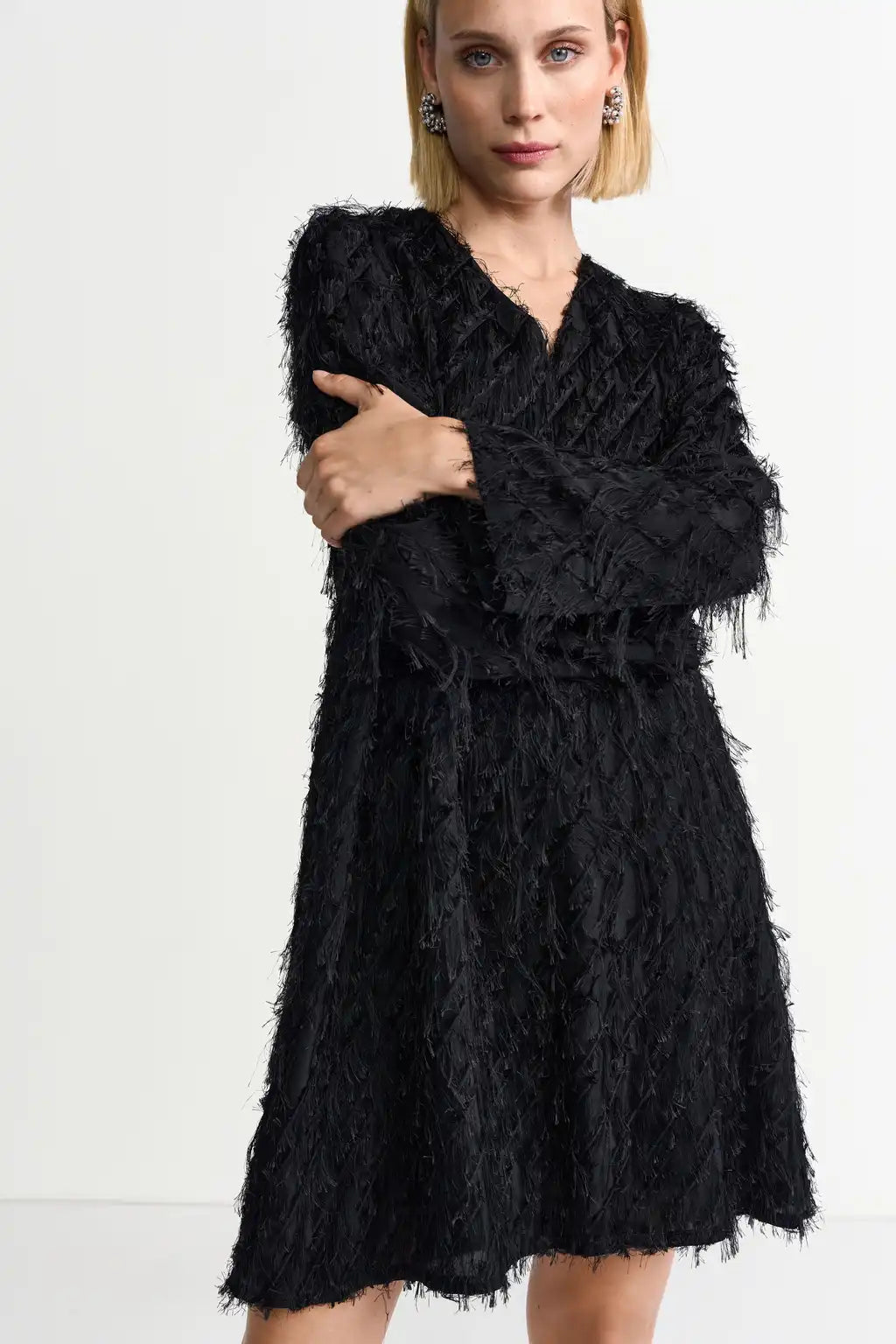 Rich and Royal mini Fringe Dress in der Farbe Black