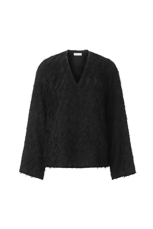 Rich and Royal Fringe Blouse in der Farbe Black